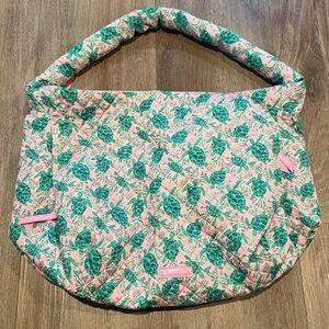 SIMPLY SOUTHERN Floral Pink and Green Turtle Quilted Shoulder Bag/Weekender